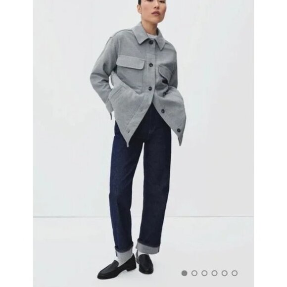 Everlane Oversized Shirt Jacket military style Gray Blue Pockets Size XSmall - Picture 1 of 11